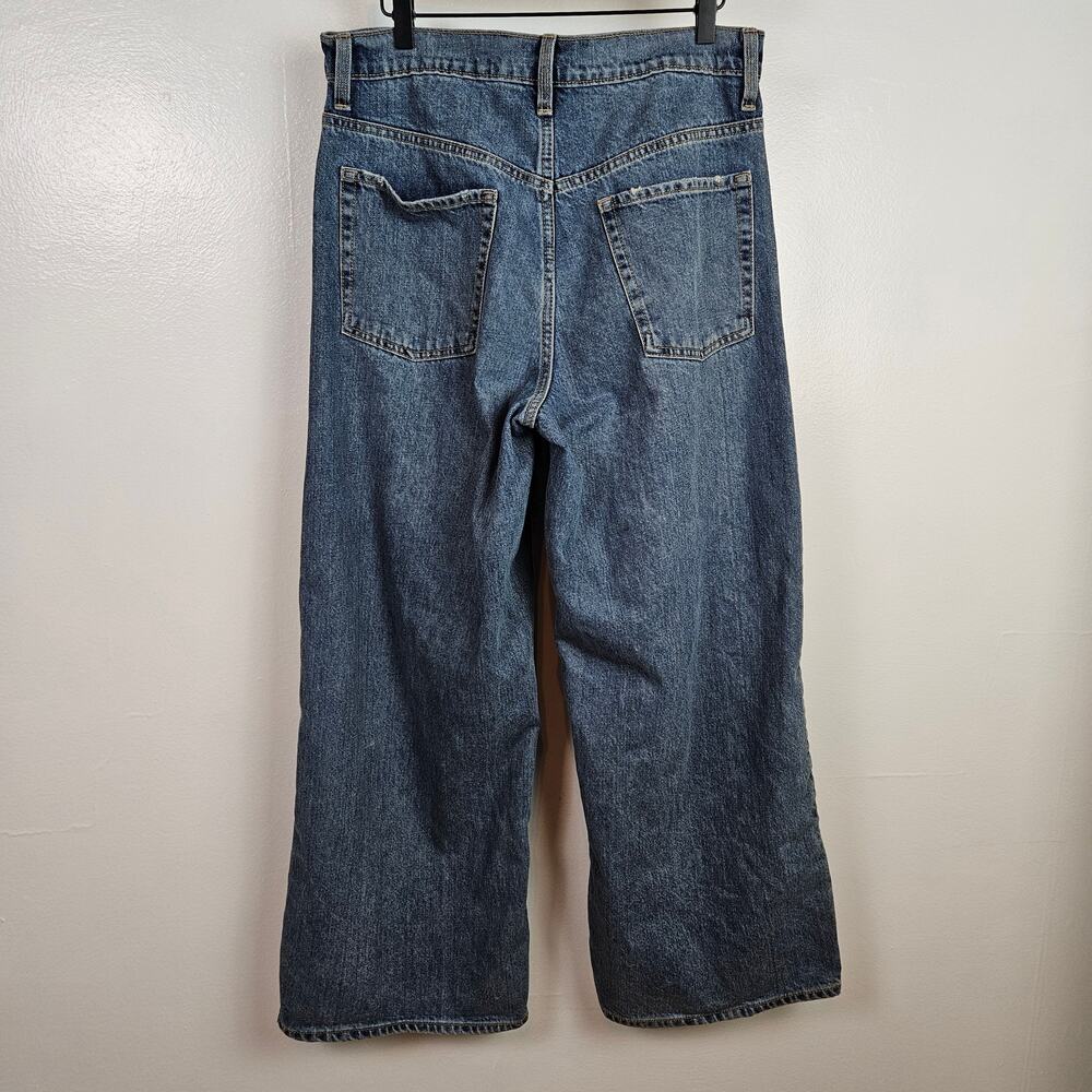Old Navy Extra High Rise Loose Fit Wide Leg Distressed Jeans 12 Blue Baggy - Picture 6 of 8